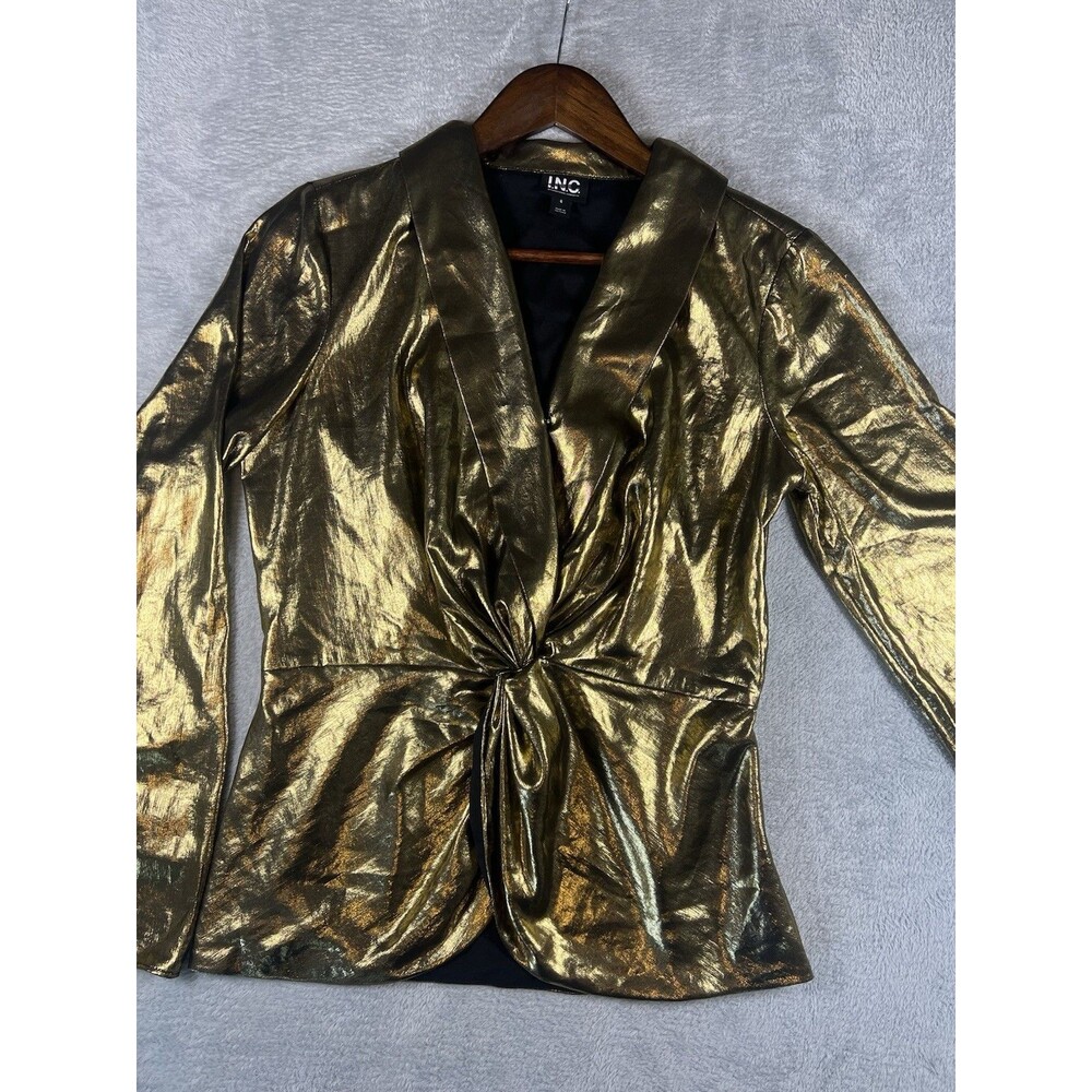 Macy's Gold Metallic Top by INC Concepts Sz6 BOLD GLAMOUR SHIMMER PARTY COCKTAIL